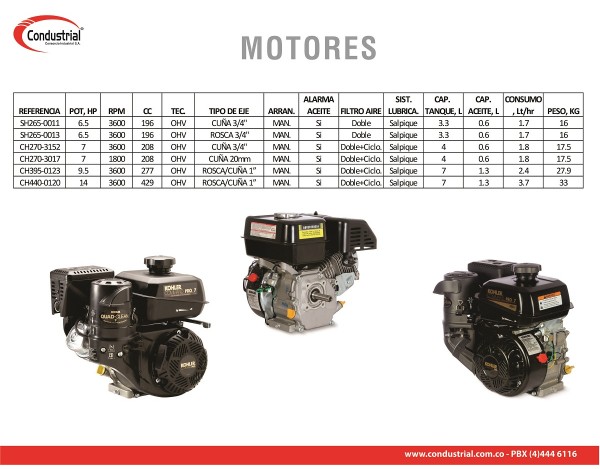 MOTOR A GASOLINA  - KOHLER - SH265-0011