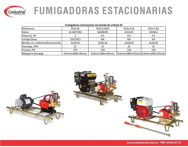 FUMIGADORA ESTACIONARIA A GASOLINA 4T - CONDUSTRIAL - FE22-6.5WG