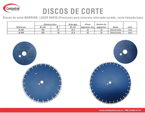 DISCO LASER DE CORTE PARA CONCRETO WARRIOR 26-404