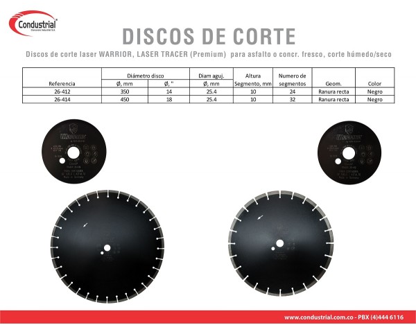 DISCO LASER DE CORTE PARA ASFALTO/CONCRETO WARRIOR 26-414