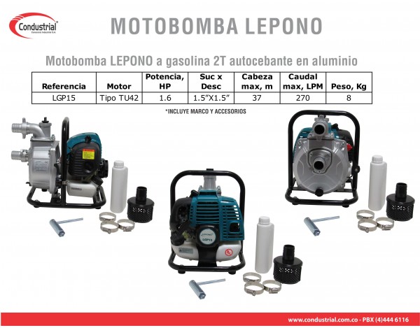 MOTOBOMBA A GASOLINA  AUTOCEBANTE  LEPONO LGP15