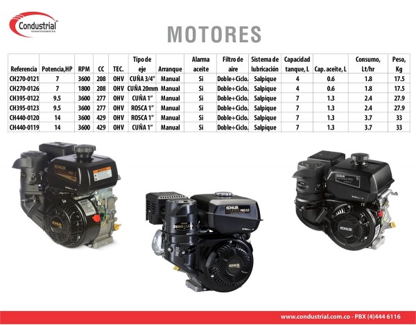 MOTOR A GASOLINA  - KOHLER - CH270-3017