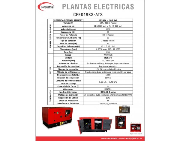PLANTA ELECTRICA CFED10KS-1-ATS