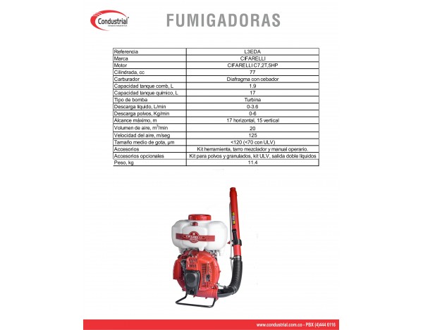 FUMIGADORA DE ESPALDA CIFARELLI L3A