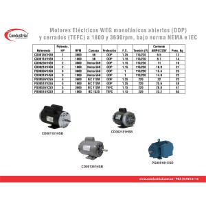 MOTOR ELECTRICO MONOFASICO - WEG - PG005361CSD