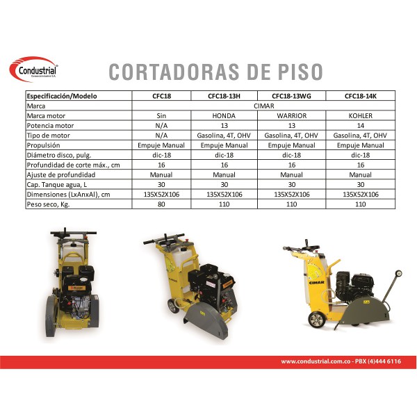 CORTADORA DE PISO A GASOLINA 4T - CIMAR - CFC18