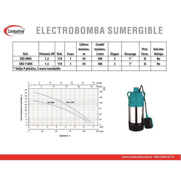 ELECTROBOMBA SUMERGIBLE XKS-900S