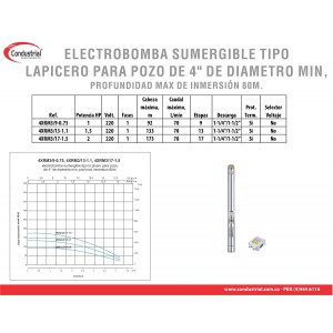 ELECTROBOMBA SUMERGIBLE TIPO LAPICERO 4XRM3/13-1.1