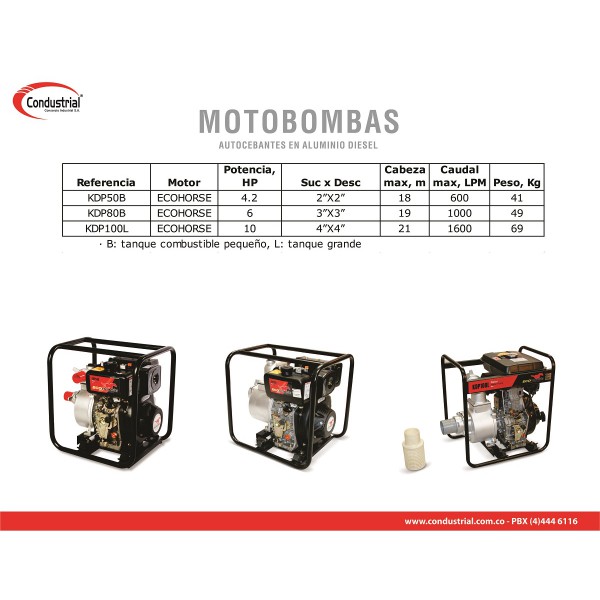 MOTOBOMBA DIESEL AUTOCEBANTE - ECOHORSE - KDP100L