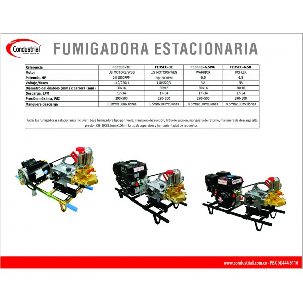 FUMIGADORA ESTACIONARIA CON MOTOR ELECTRICO - CONDUSTRIAL - FE35EC-3E