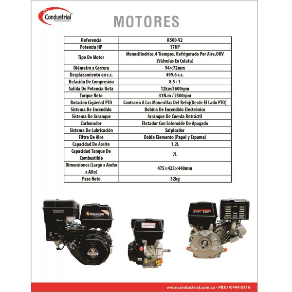 MOTOR A GASOLINA - 17HP - WARRIOR PREMIUM - R500-V2
