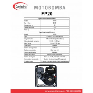 MOTOBOMBA A GASOLINA ALTA PRESION - CONDUSTRIAL - MBP40-6.5WG
