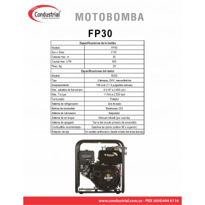 MOTOBOMBA A GASOLINA AUTOCEBANTE - 6.5HP - WARRIOR -FP30