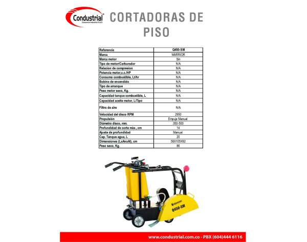CORTADORA DE PISO - WARRIOR PREMIUM - Q450-SM