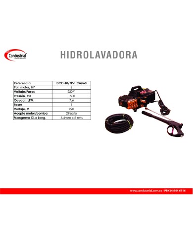 HIDROLAVADORA ELECTRICA POWERBLAST DCC-10/7P-1.5S4/60