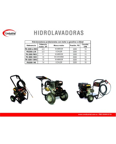 Hidrolavadora POWERBLAST PB3000-10D Con motor DIESEL de 10 HP