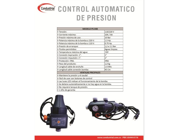 CONTROL AUTOMATICO DE PRESION PS-04B