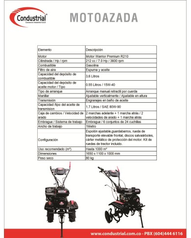 MOTOAZADA A GASOLINA WARRIOR WT600