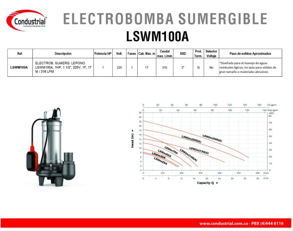 ELECTROBOMBA SUMERGIBLE LSWM100A