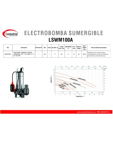 ELECTROBOMBA SUMERGIBLE LSWM100A