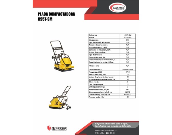 PLACA COMPACTADORA WARRIOR PREMIUM C95T-SM