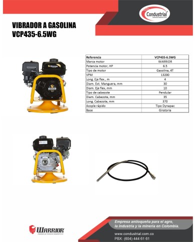 VIBRADOR A GASOLINA PARA CONCRETO - CONDUSTRIAL - VCP435-6.5WG