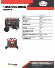 PLANTA ELECTRICA A GASOLINA WARRIOR PREMIUM R9500DP-8