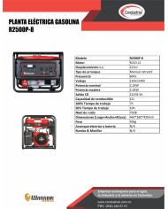 PLANTA ELECTRICA A GASOLINA WARRIOR PREMIUM R2500P-8