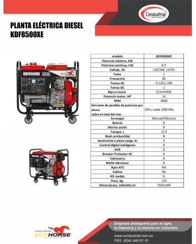 PLANTA ELECTRICA DIESEL - ECOHORSE- KDF8500XE