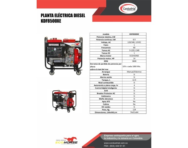 PLANTA ELECTRICA DIESEL - ECOHORSE- KDF8500XE