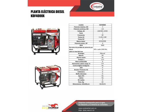 PLANTA ELECTRICA DIESEL - ECOHORSE - KDF4000X