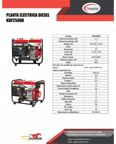 PLANTA ELECTRICA DIESEL - ECOHORSE - KDF2500X