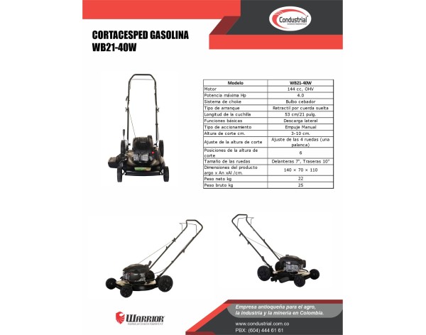 CORTACESPED A GASOLINA 4T - WARRIOR - WB21-40W
