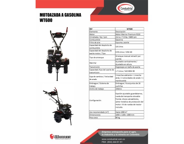 MOTOAZADA A GASOLINA WARRIOR WT600
