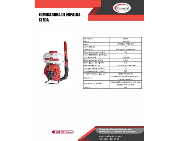 FUMIGADORA DE ESPALDA CIFARELLI L3EDA