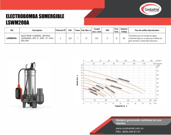 ELECTROBOMBA SUMERGIBLE LSWM200A