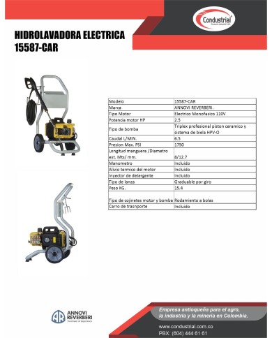 hidrolavadora ANNOVI REVERBERI VIP PRO 150-CAR