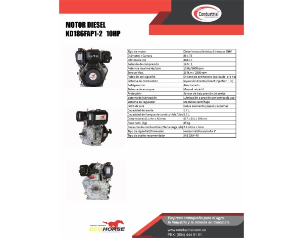 Motor   DIESEL ECOHORSE KD186FAP1-2