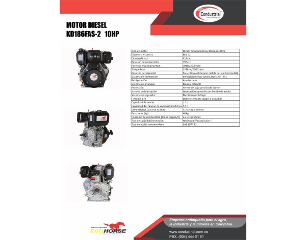 Motor   DIESEL ECOHORSE KD186FAS-2