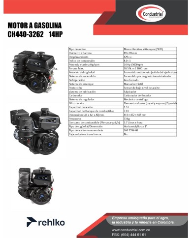 MOTOR A GASOLINA KOHLER - 14HP - CH440-3262