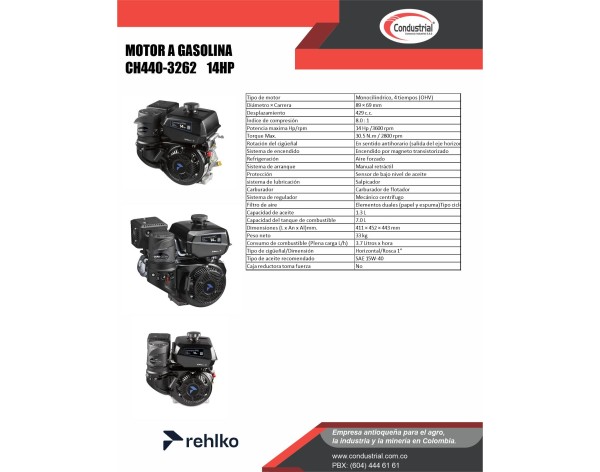 MOTOR A GASOLINA KOHLER - 14HP - CH440-3262