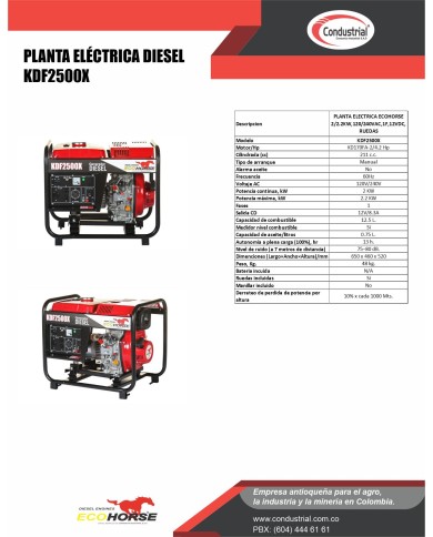 PLANTA ELECTRICA DIESEL - ECOHORSE - KDF2500X