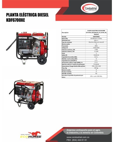 PLANTA ELECTRICA DIESEL - ECOHORSE - KDF6700XE