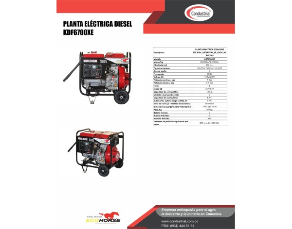 PLANTA ELECTRICA DIESEL - ECOHORSE - KDF6700XE