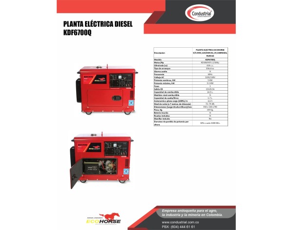 PLANTA ELECTRICA DIESEL - ECOHORSE - KDF6700Q