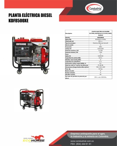 PLANTA ELECTRICA DIESEL - ECOHORSE- KDF8500XE