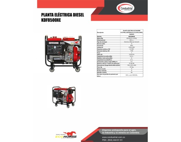 PLANTA ELECTRICA DIESEL - ECOHORSE- KDF8500XE