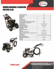 hidrolavadora POWERBLAST  PB-2200-6.5Kcon motor  a gasolina de 6.5hp.