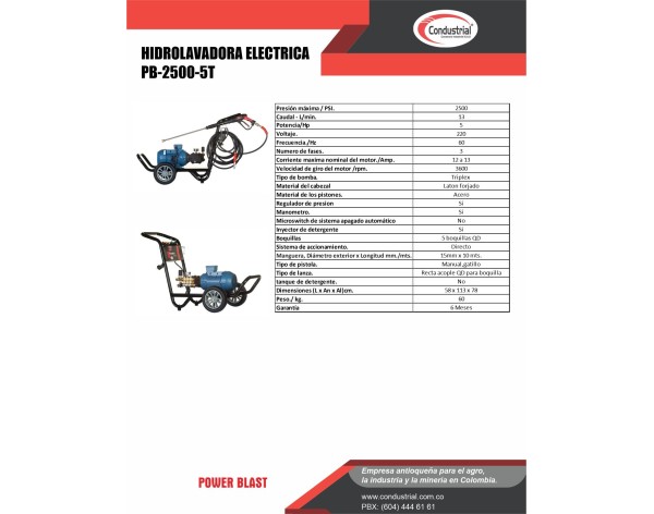 HIDROLAVADORA ELECTRICA - POWERBLAST - PB-2500-5T
