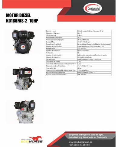 Motor   DIESEL ECOHORSE KD186FAS-2